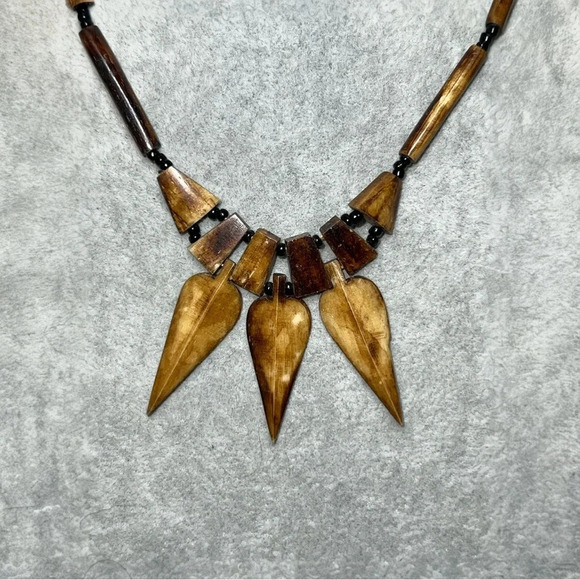 N25. VINTGE BOHO BONE NECKLACE NECKLACE ARROW, REAL BONE, CYLINDER BONE BEADS‎ - Picture 4 of 7